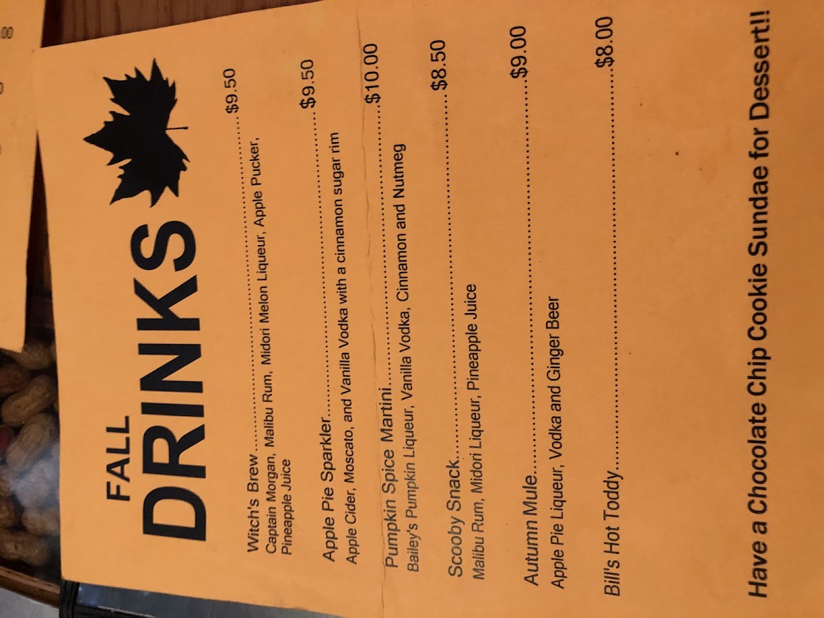 Menu Bill's Pizza & Pub North-9