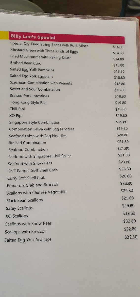 Menu Billy Lee's Chinese Restaurant-6