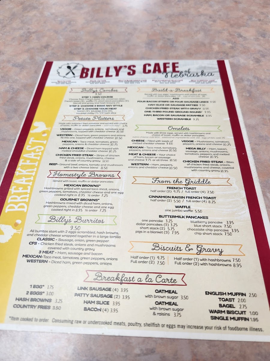 Menu Billy's Cafe-1