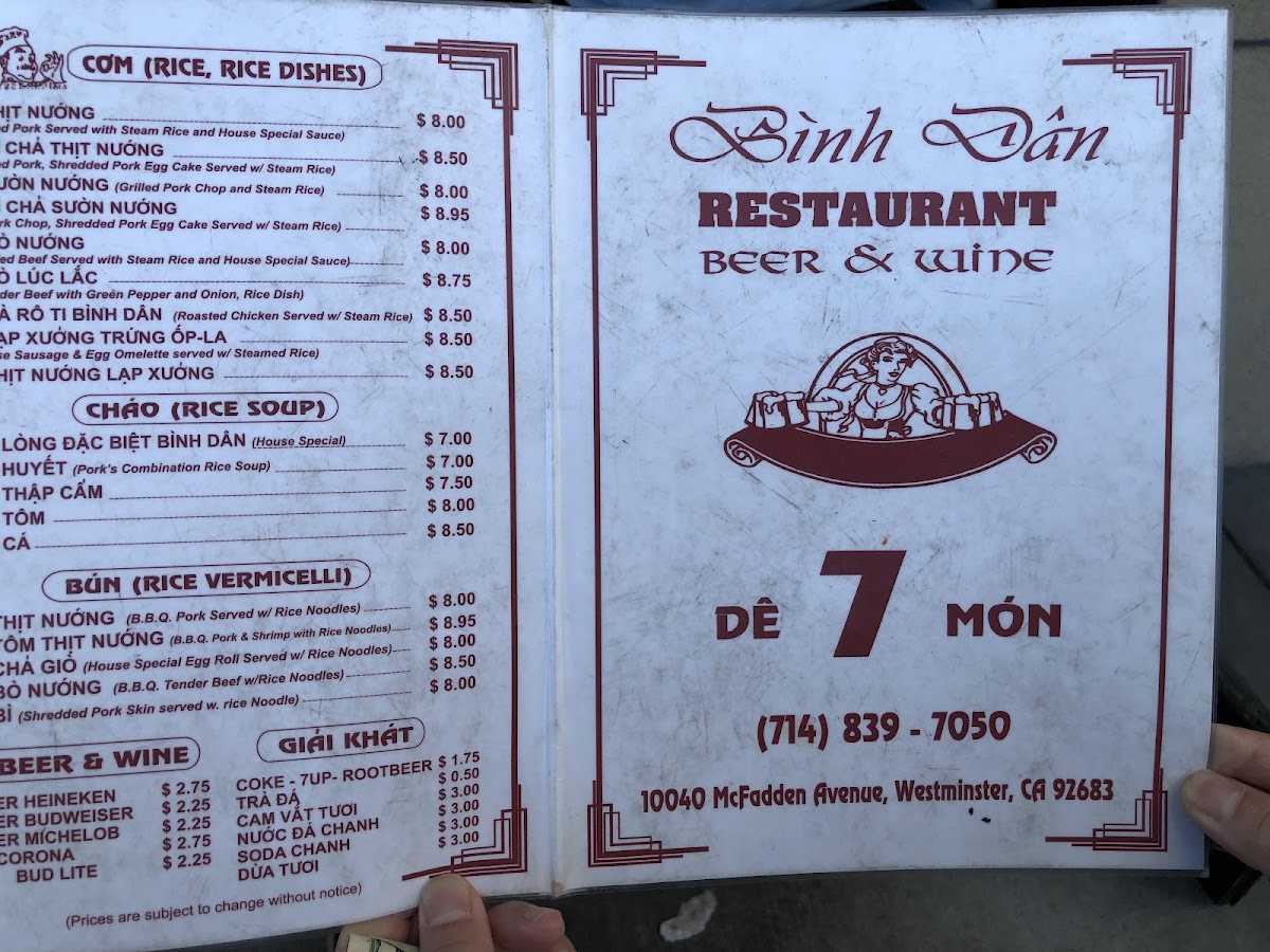 Menu Bình Dân Restaurant-10