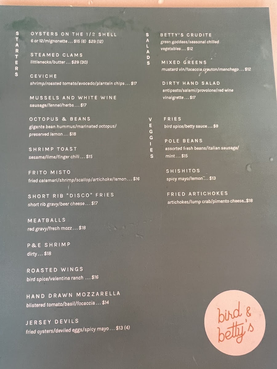 Menu Bird And Betty's-6