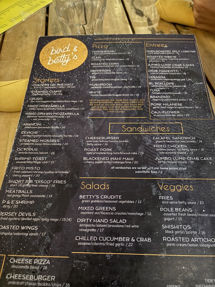 Menu Bird And Betty's-8
