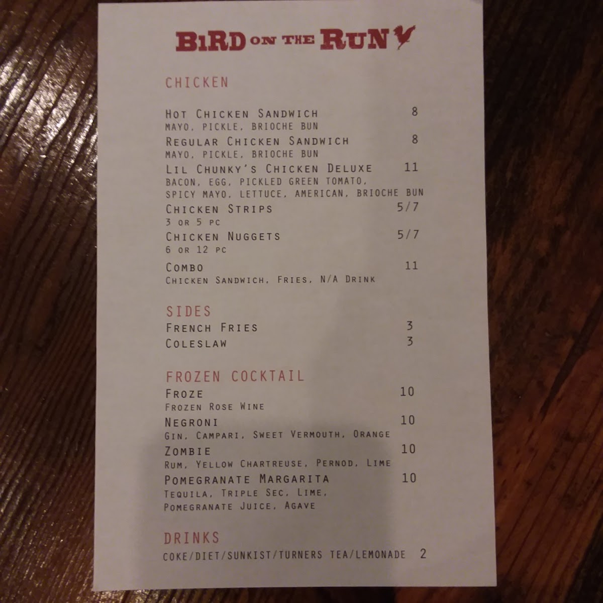 Menu Bird On The Run-4