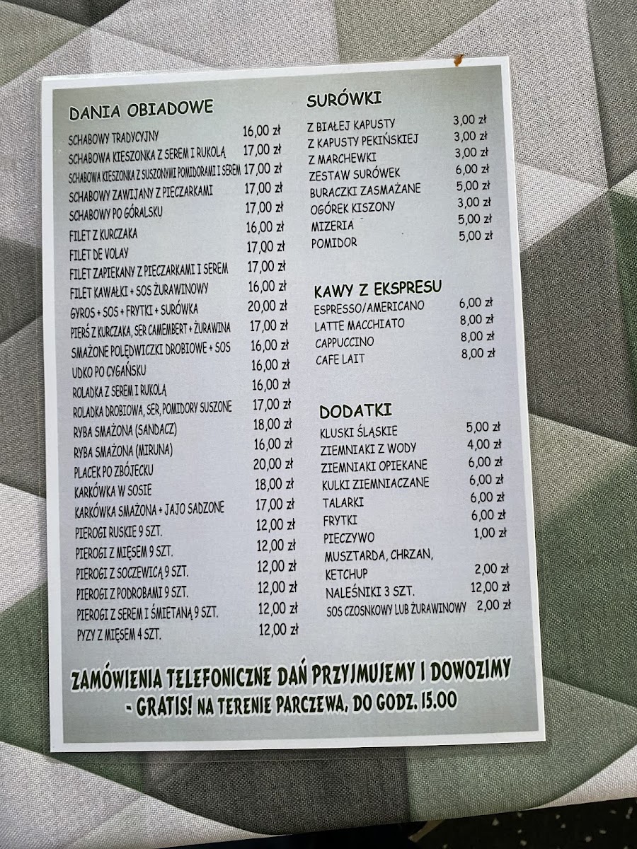 Menu Bis. Zajazd-1