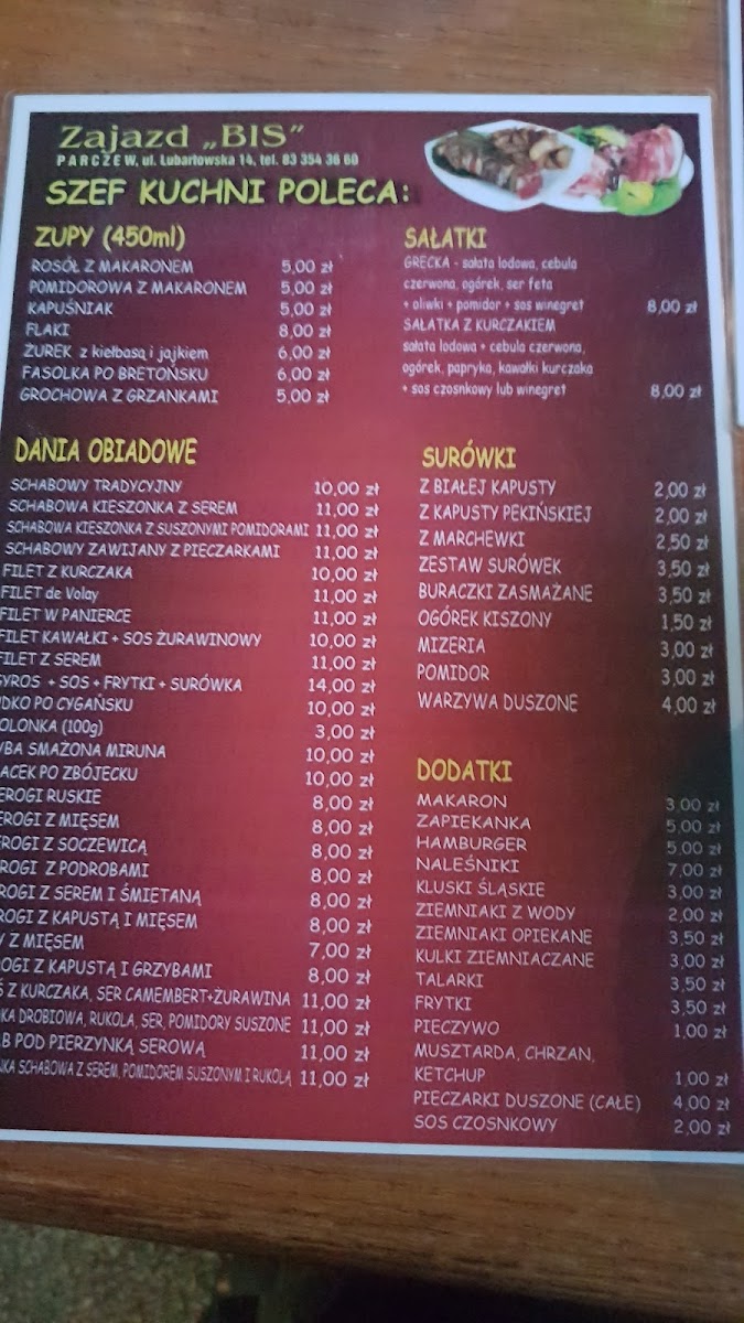 Menu Bis. Zajazd-6