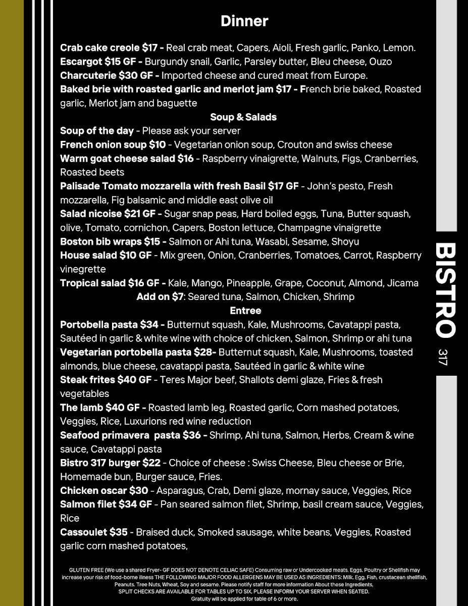 Menu Bistro 317-2
