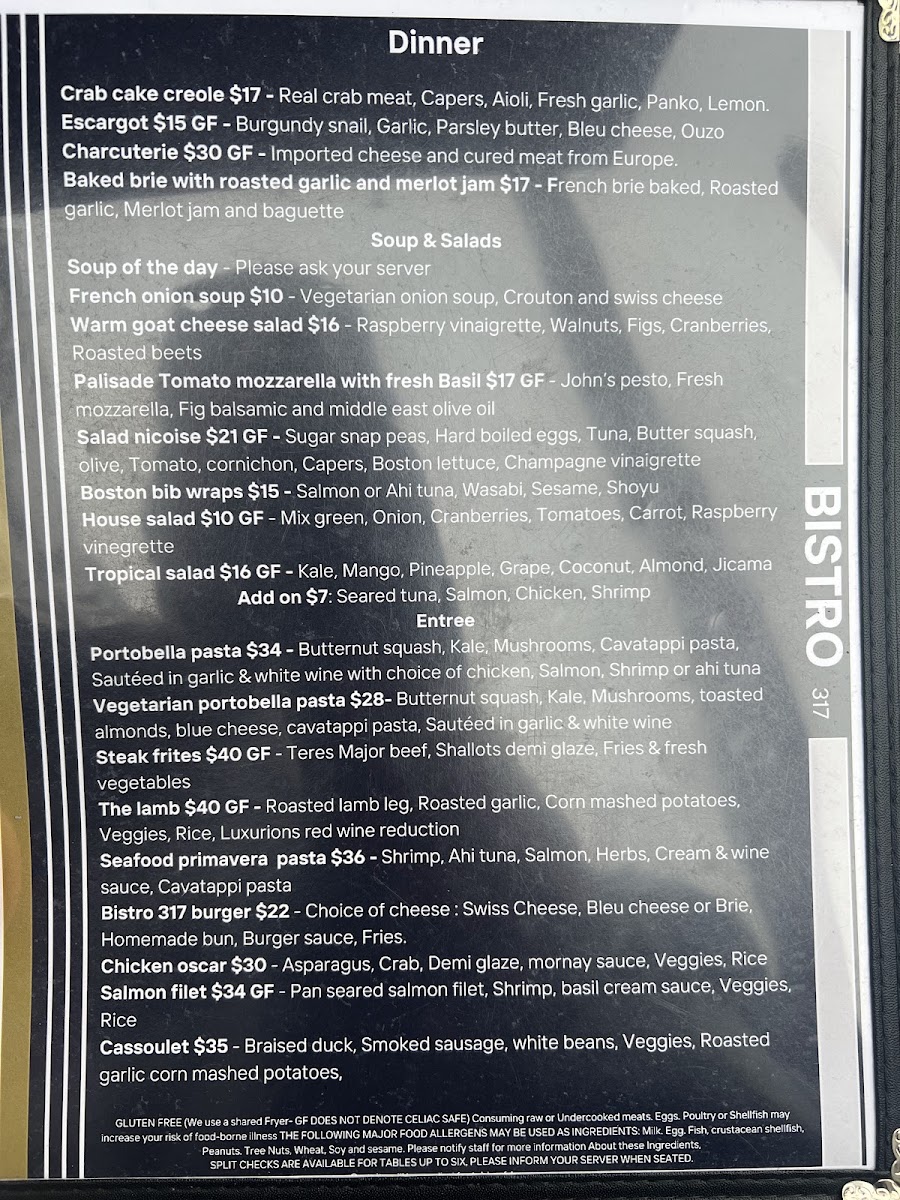 Menu Bistro 317-3