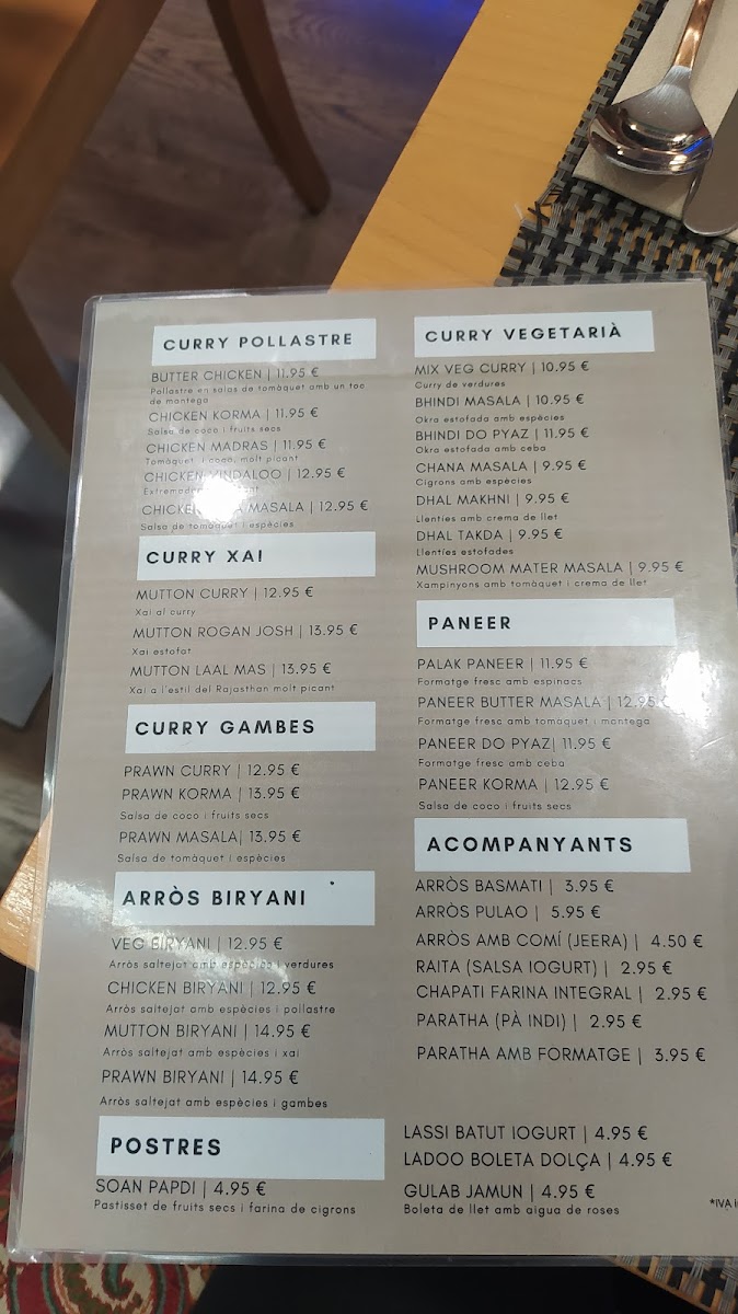 Menu Bistro Restaurant - Menjar De L’India-2