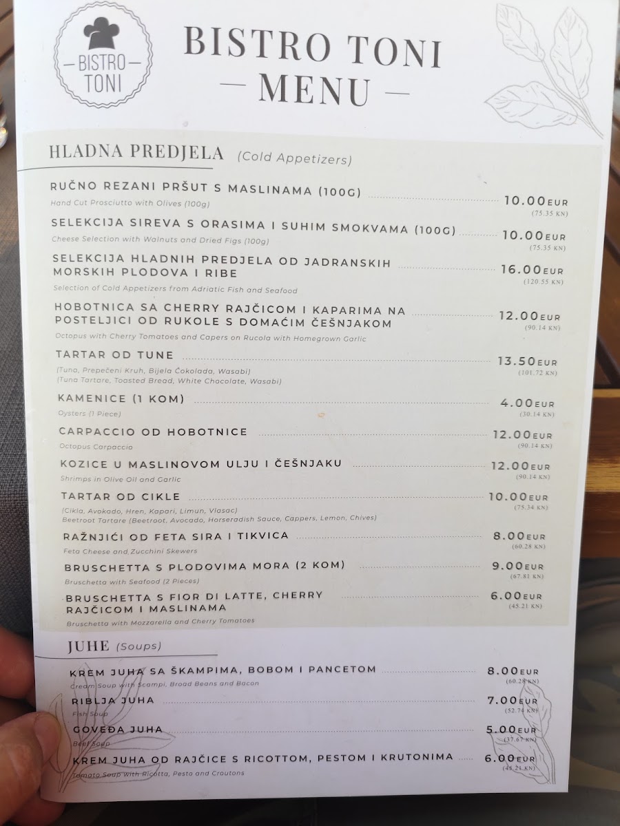 Menu Bistro Toni - Fish & Seafood Restaurant-10