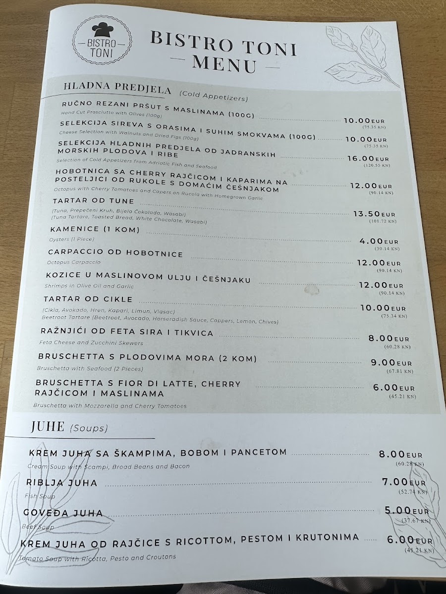 Menu Bistro Toni - Fish & Seafood Restaurant-3