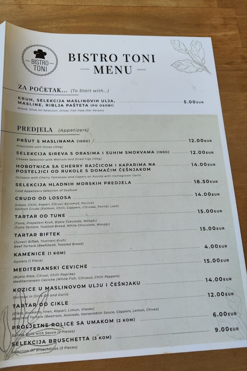 Menu Bistro Toni - Fish & Seafood Restaurant-6