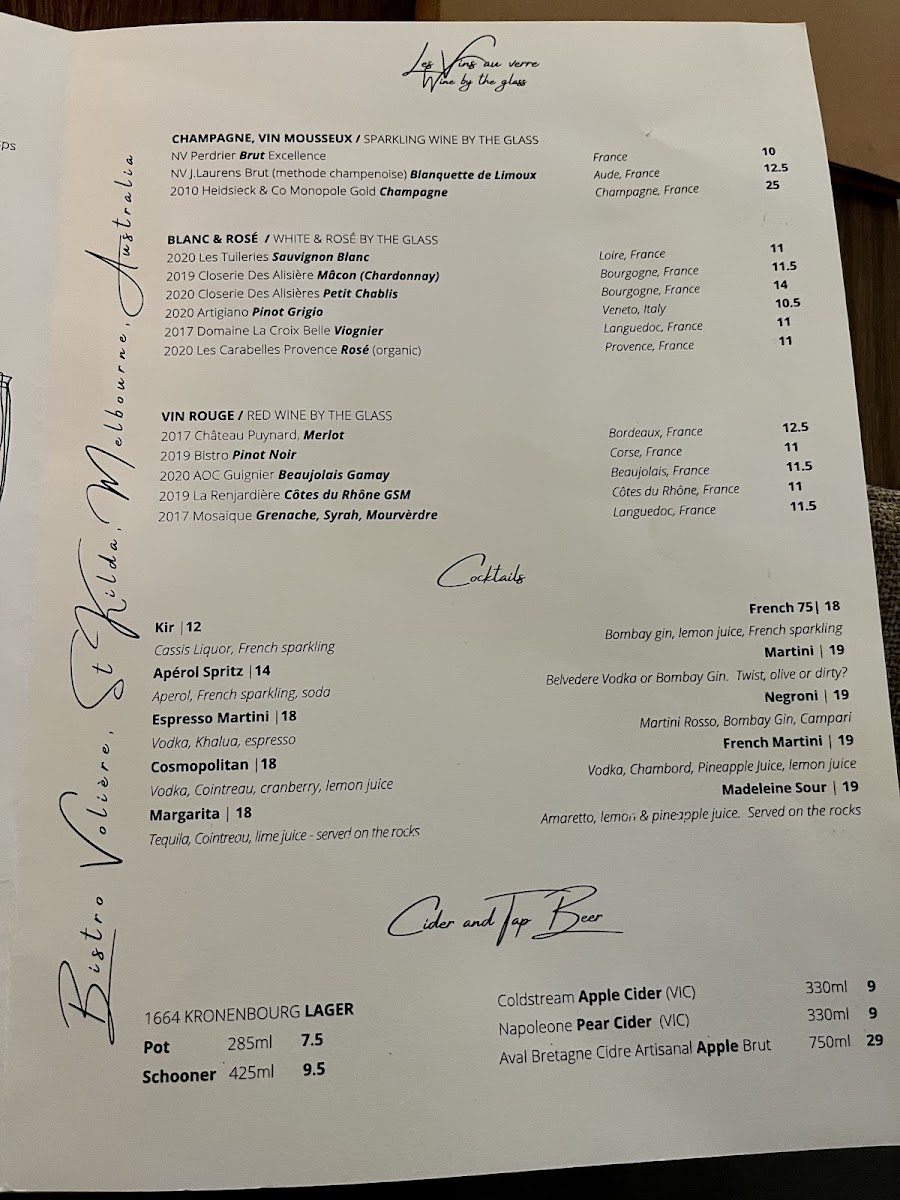 Menu Bistro Voliere-9