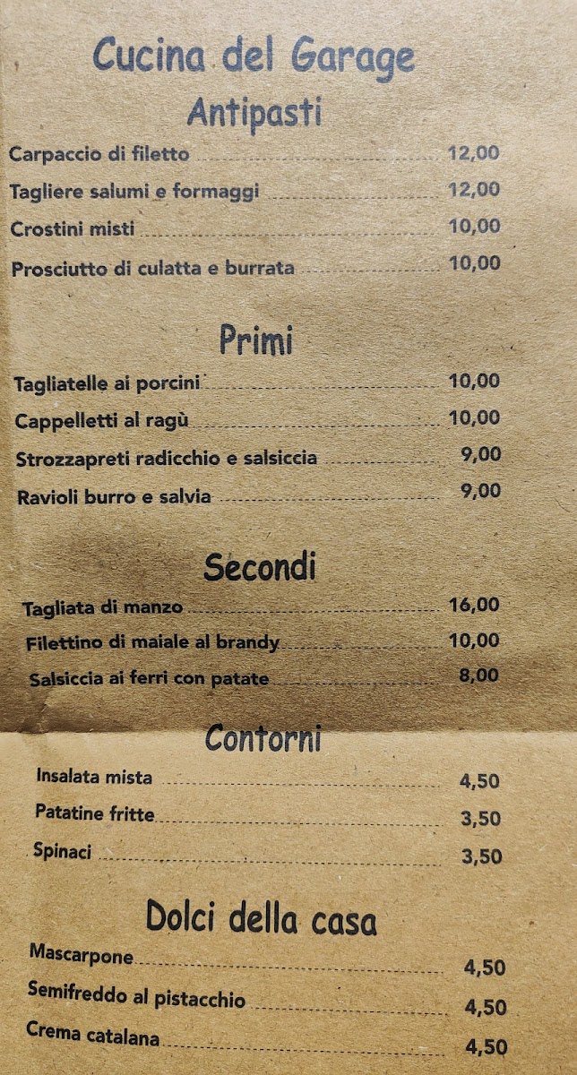 Menu Bistrot Pizzeria Garage 51-9