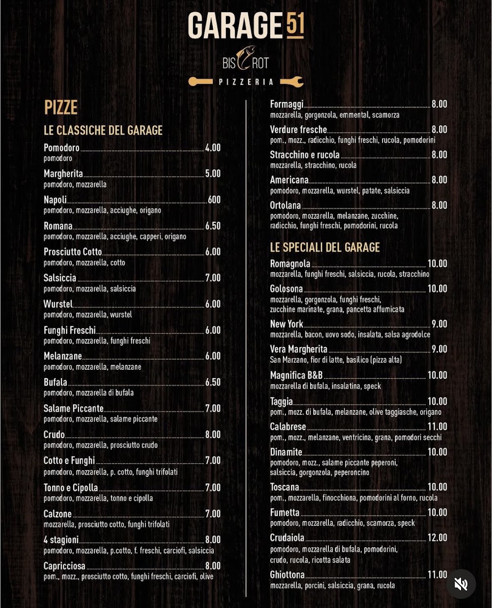 Menu Bistrot Pizzeria Garage 51-2