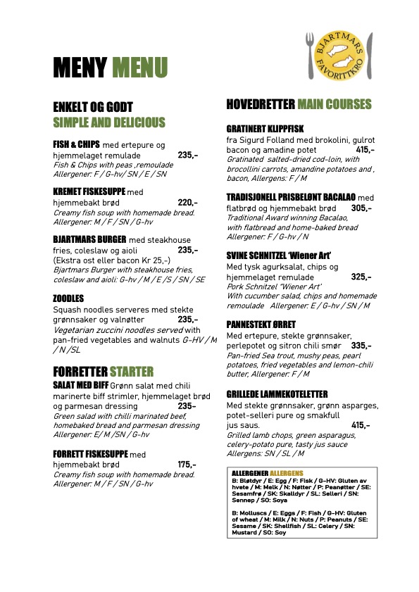 Menu Bjartmars Favorittkro-1