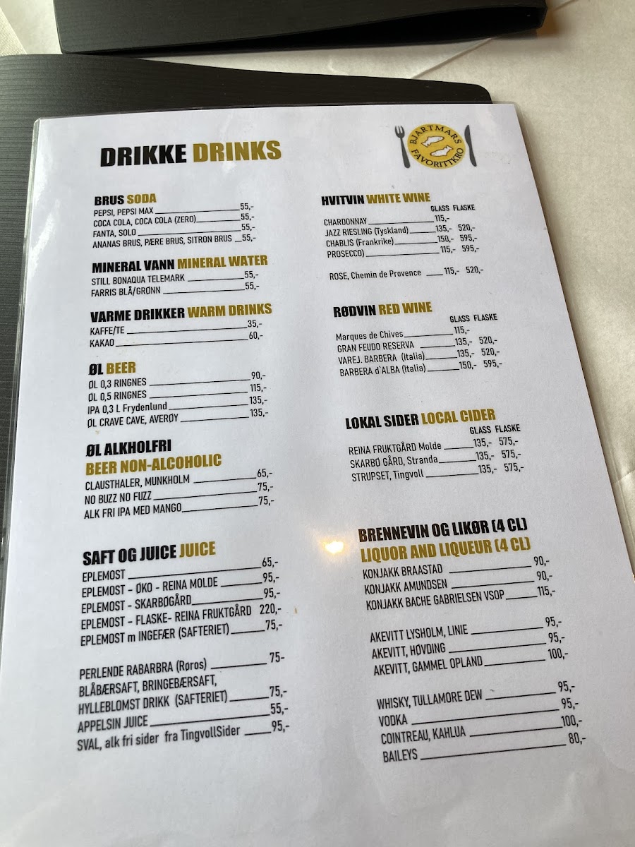 Menu Bjartmars Favorittkro-6