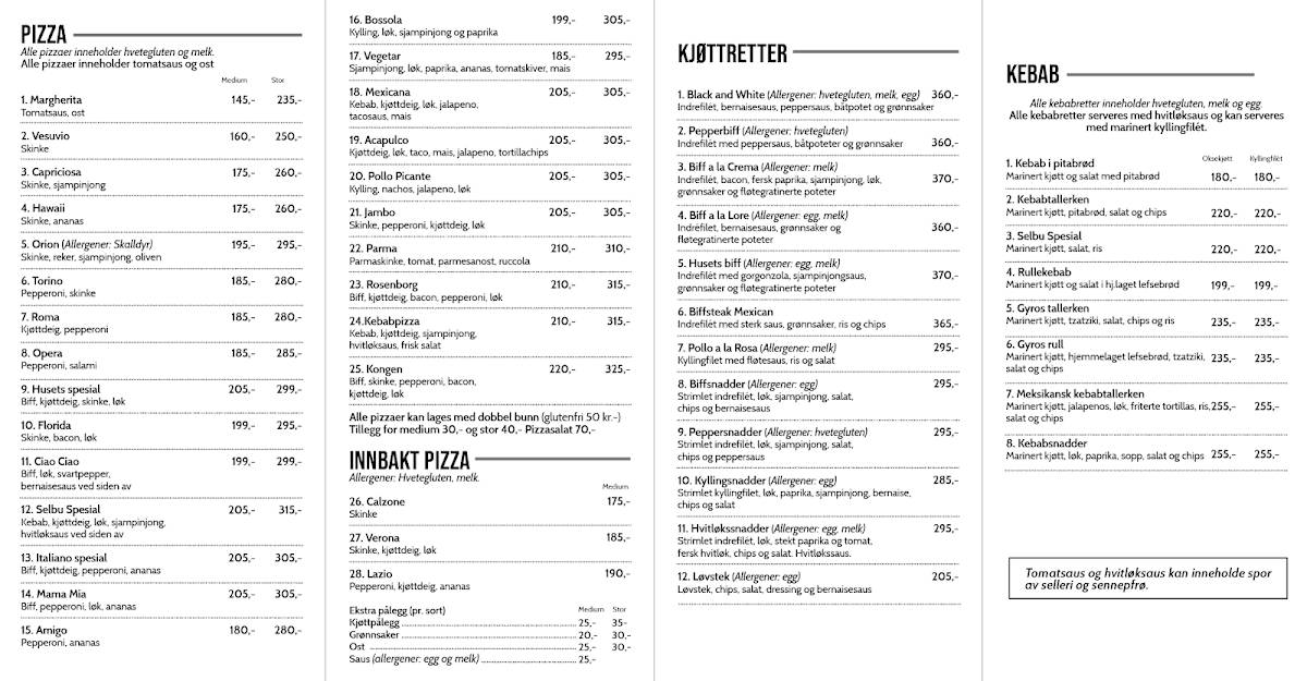 Menu Bjørkhov Cafe, Bar & Pizzarestaurant-1