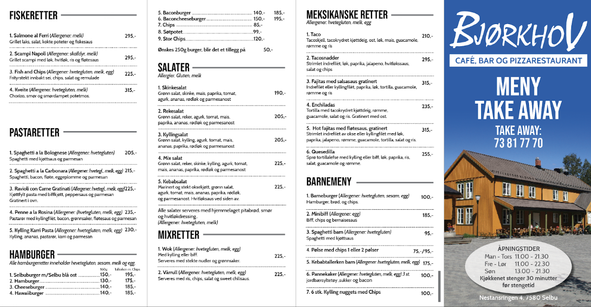 Menu Bjørkhov Cafe, Bar & Pizzarestaurant-4