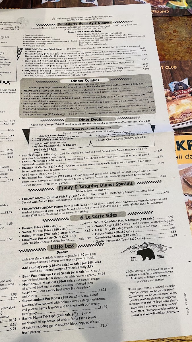 Menu Black Bear Diner Las Vegas - S. Las Vegas Blvd-1