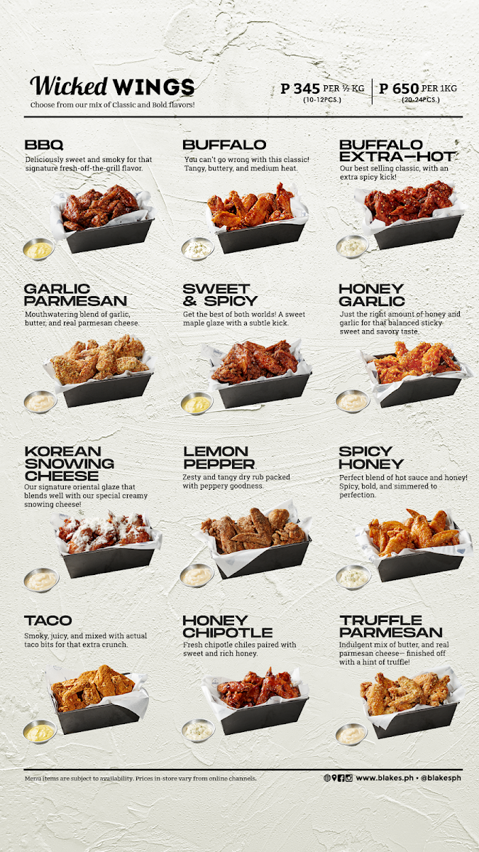 Menu Blake's Wings & Steaks - Marikina-3