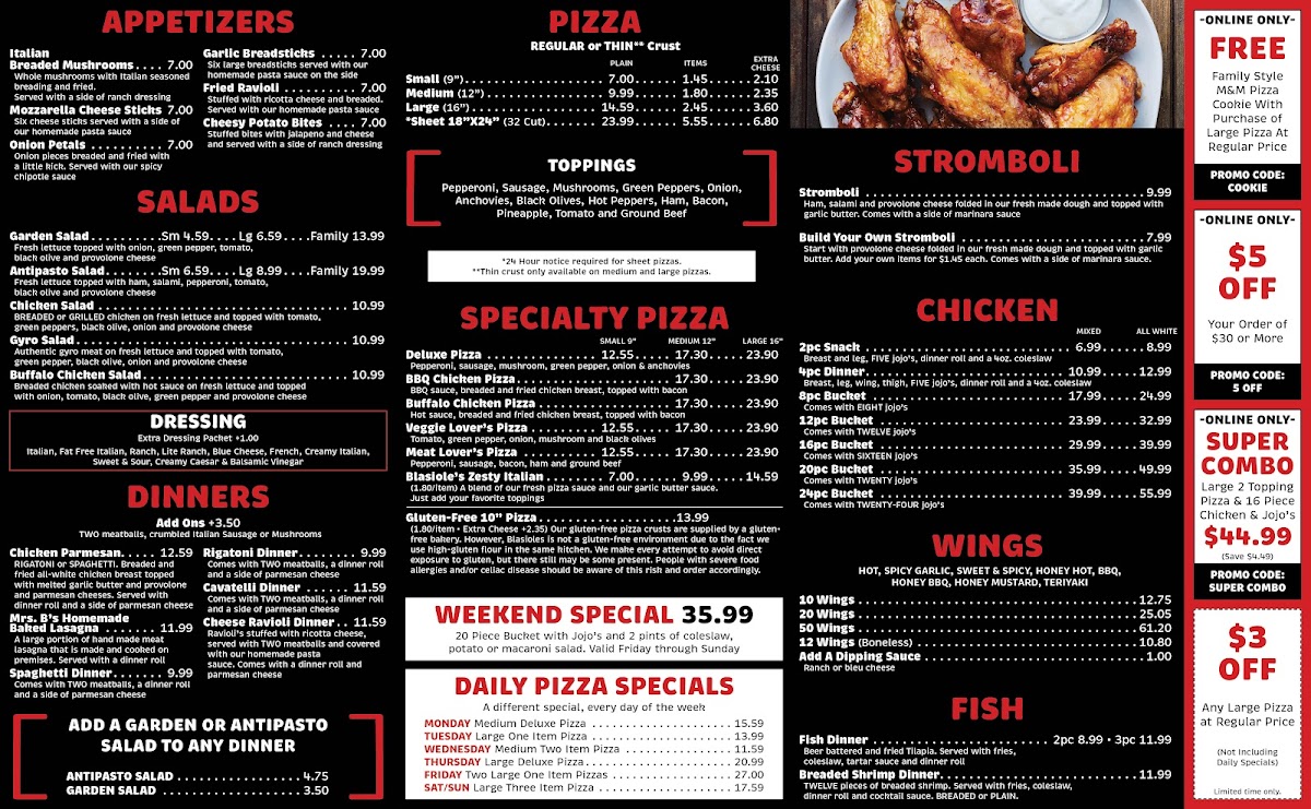 Menu Blasiole's Pizza-1