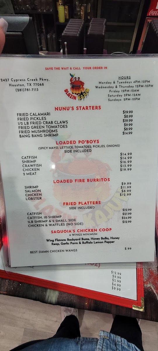 Menu Blazin Kajun-10