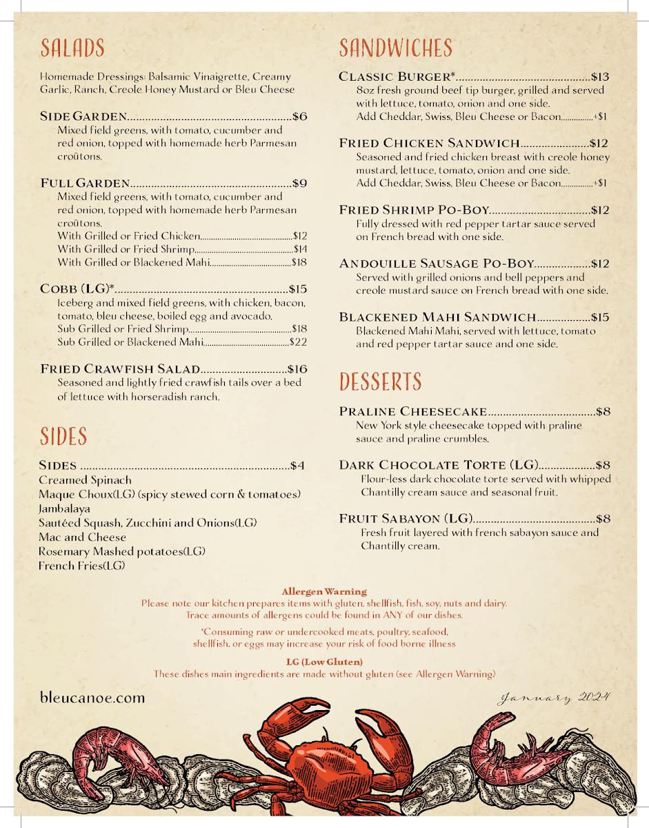 Menu Bleu Canoe-1