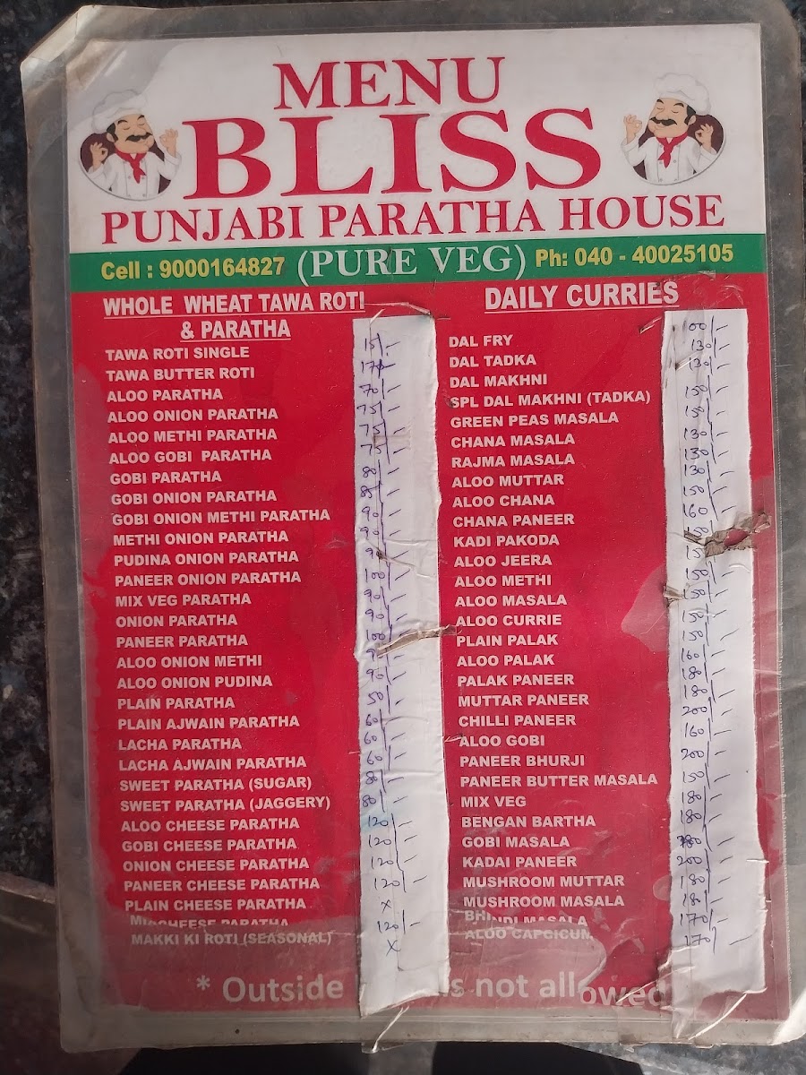 Menu Bliss Punjabi Paratha House-1