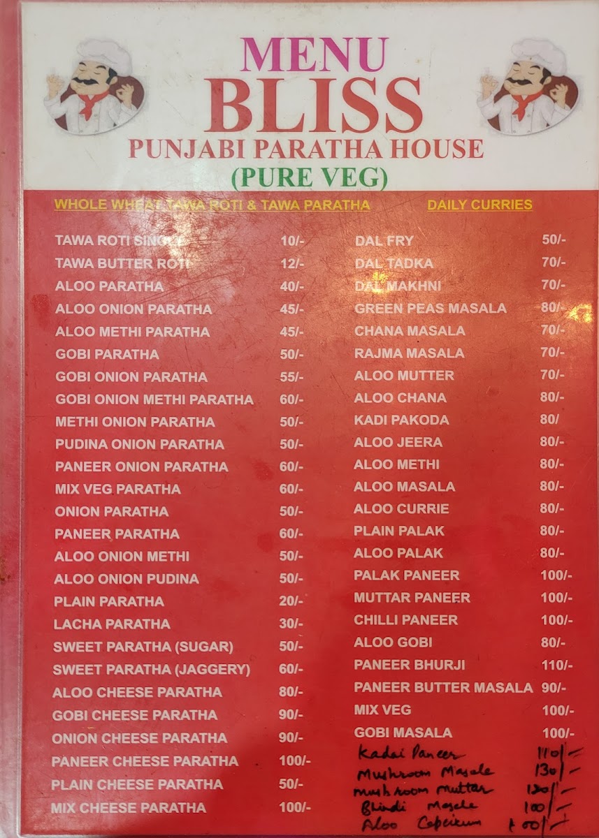 Menu Bliss Punjabi Paratha House-5
