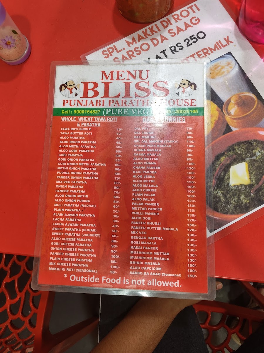 Menu Bliss Punjabi Paratha House-7