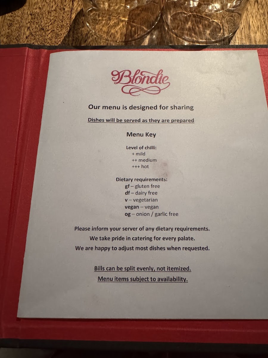 Menu Blondie Bar-7