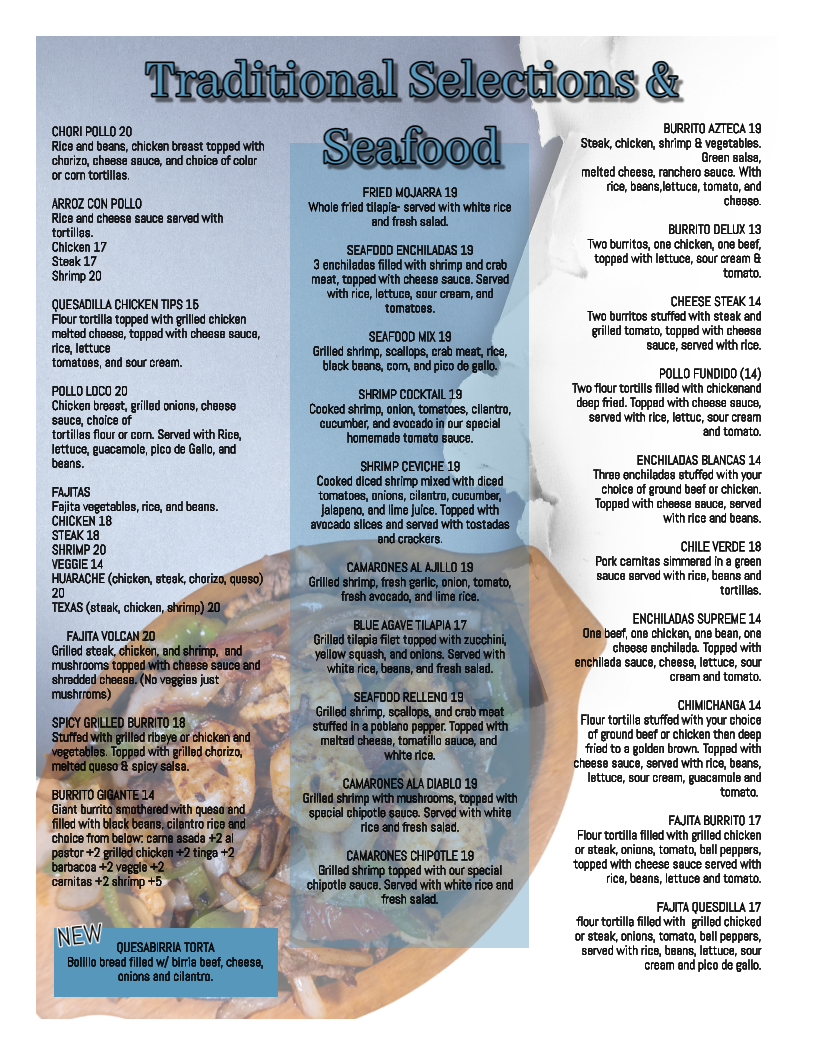 Menu Blue Agave Street Tacos And Margaritas-1