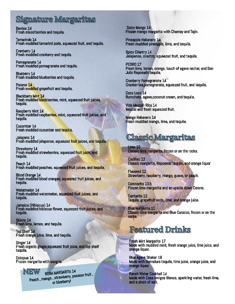Menu Blue Agave Street Tacos And Margaritas-5