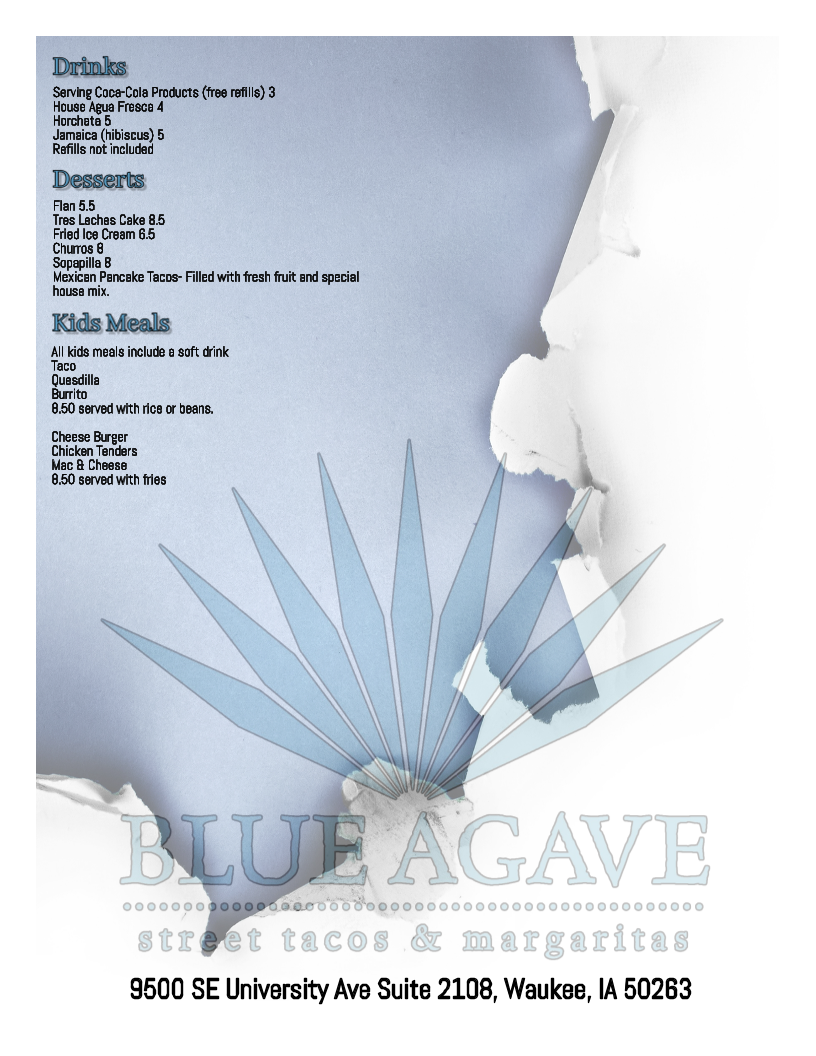 Menu Blue Agave Street Tacos And Margaritas-6
