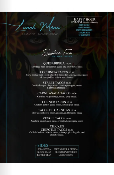 Menu Blue Agave Street Tacos And Margaritas-9