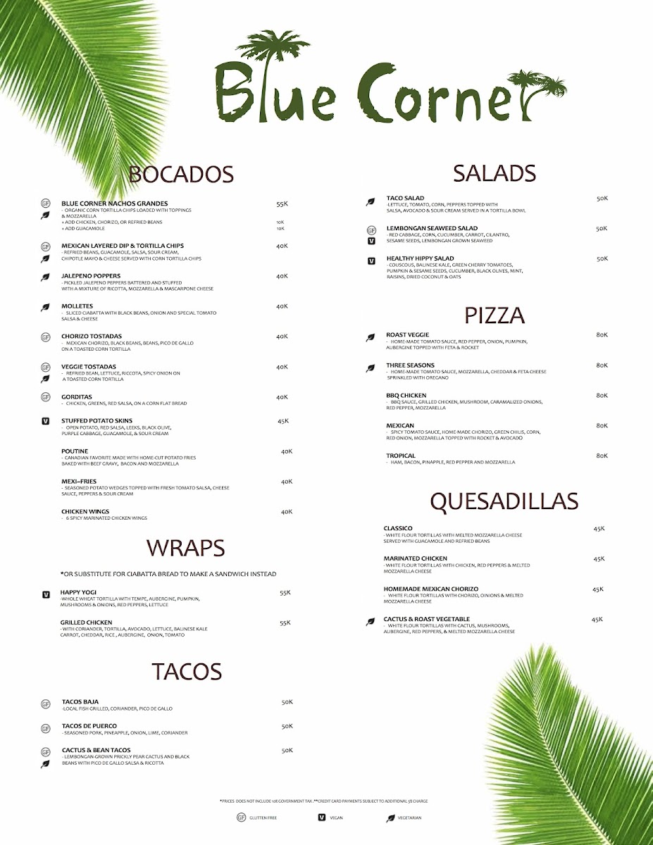 Menu Blue Corner - Beach Bar-1