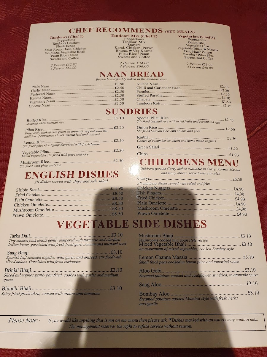 Menu Blue Elephant Indian Restaurant-1