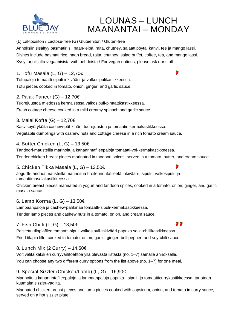 Menu Blue Jay Ravintola &bar-1