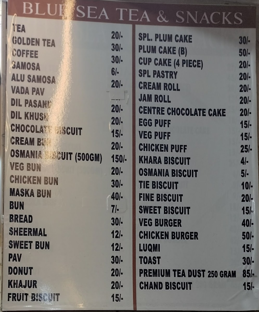 Menu Blue Sea Tea & Snacks-1
