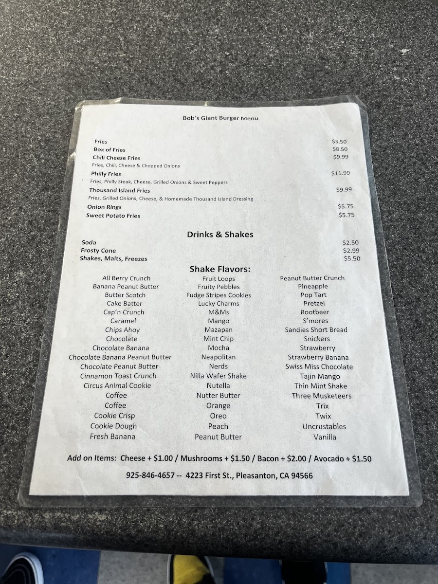 Menu Bob's Giant Burgers-4
