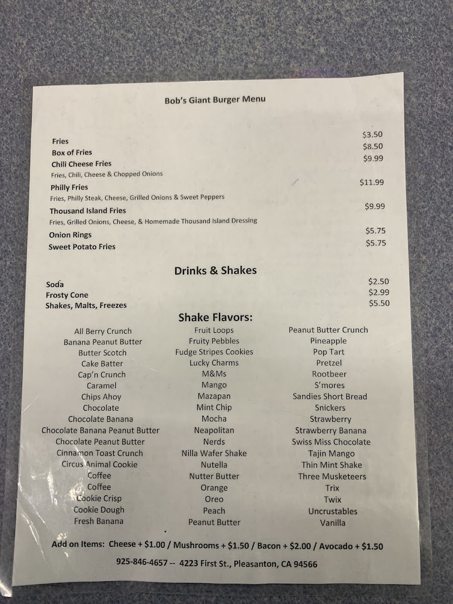 Menu Bob's Giant Burgers-5