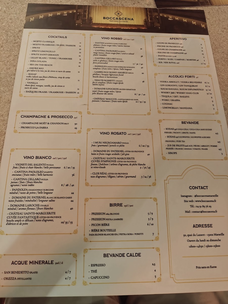 Menu Boccascena - Restaurant Italien Marseille-1