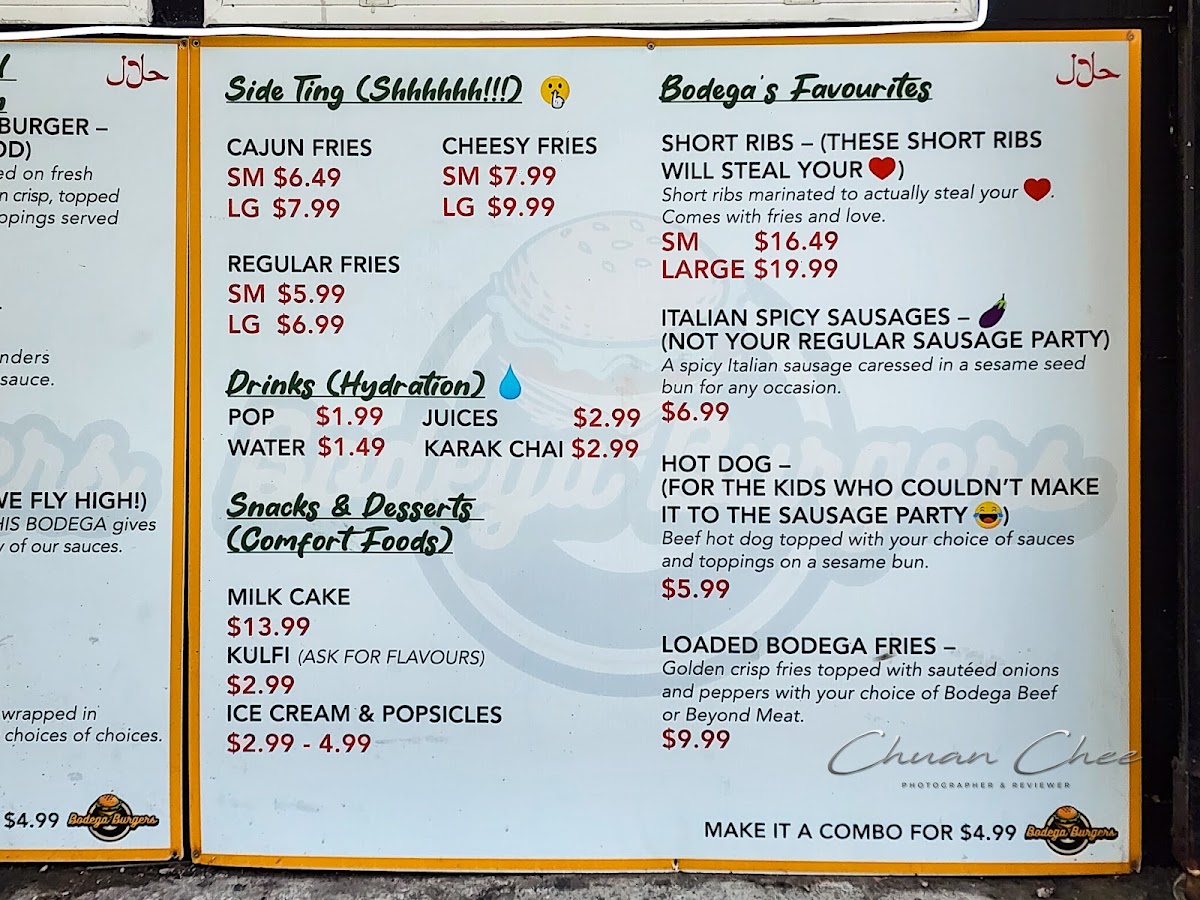 Menu Bodega Burgers - Downtown Yonge St.-7