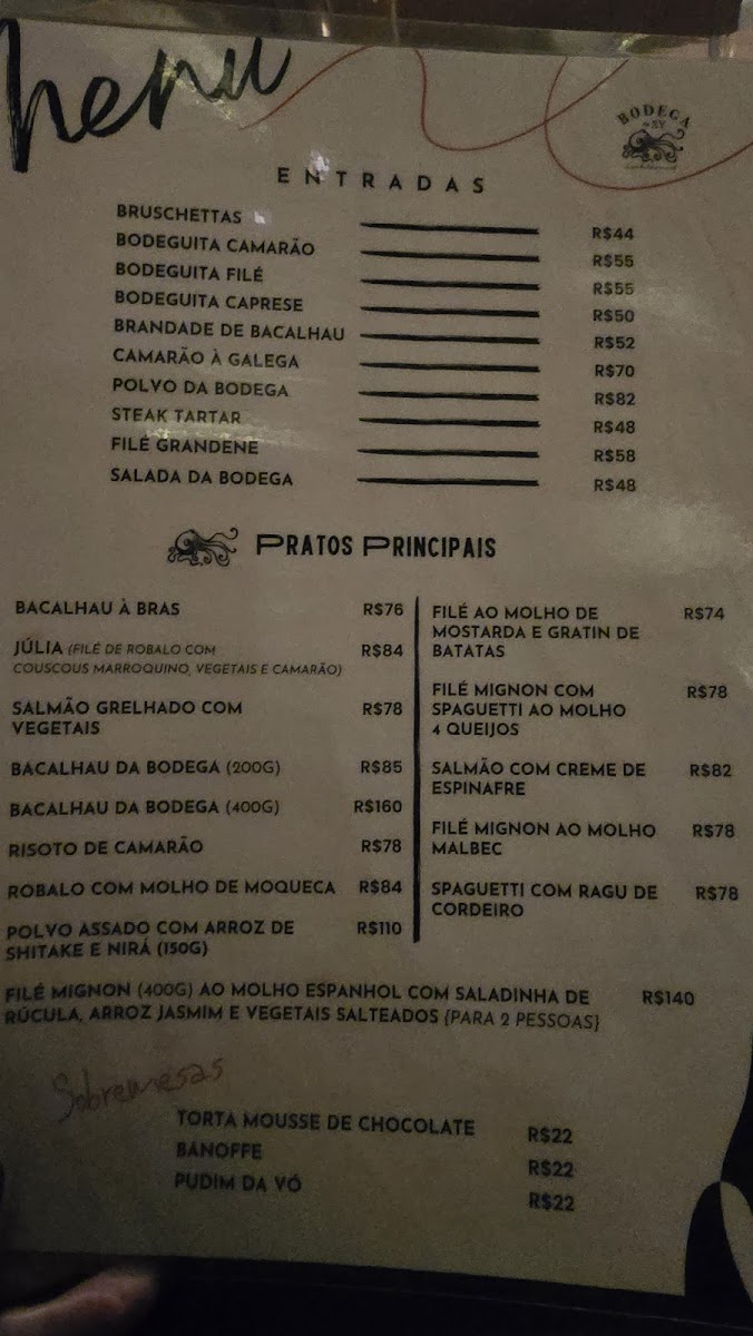 Menu Bodega Da Xv-1