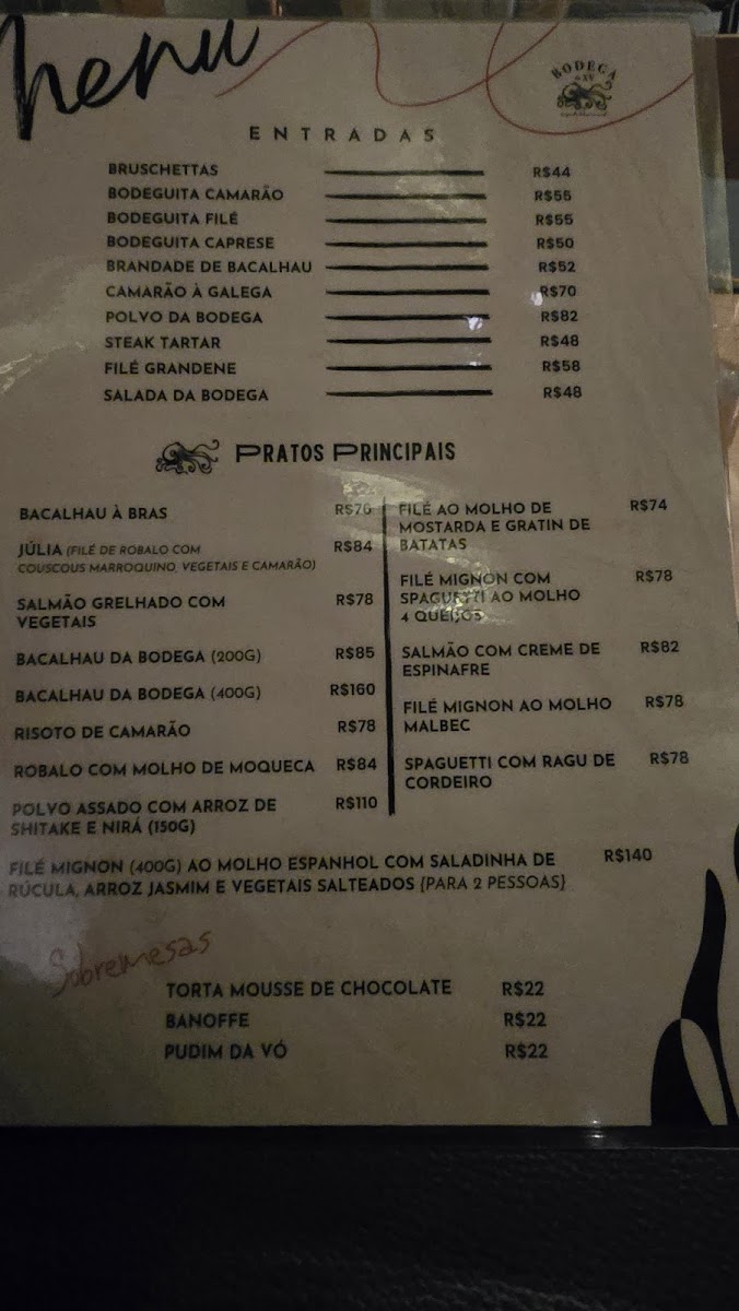 Menu Bodega Da Xv-2