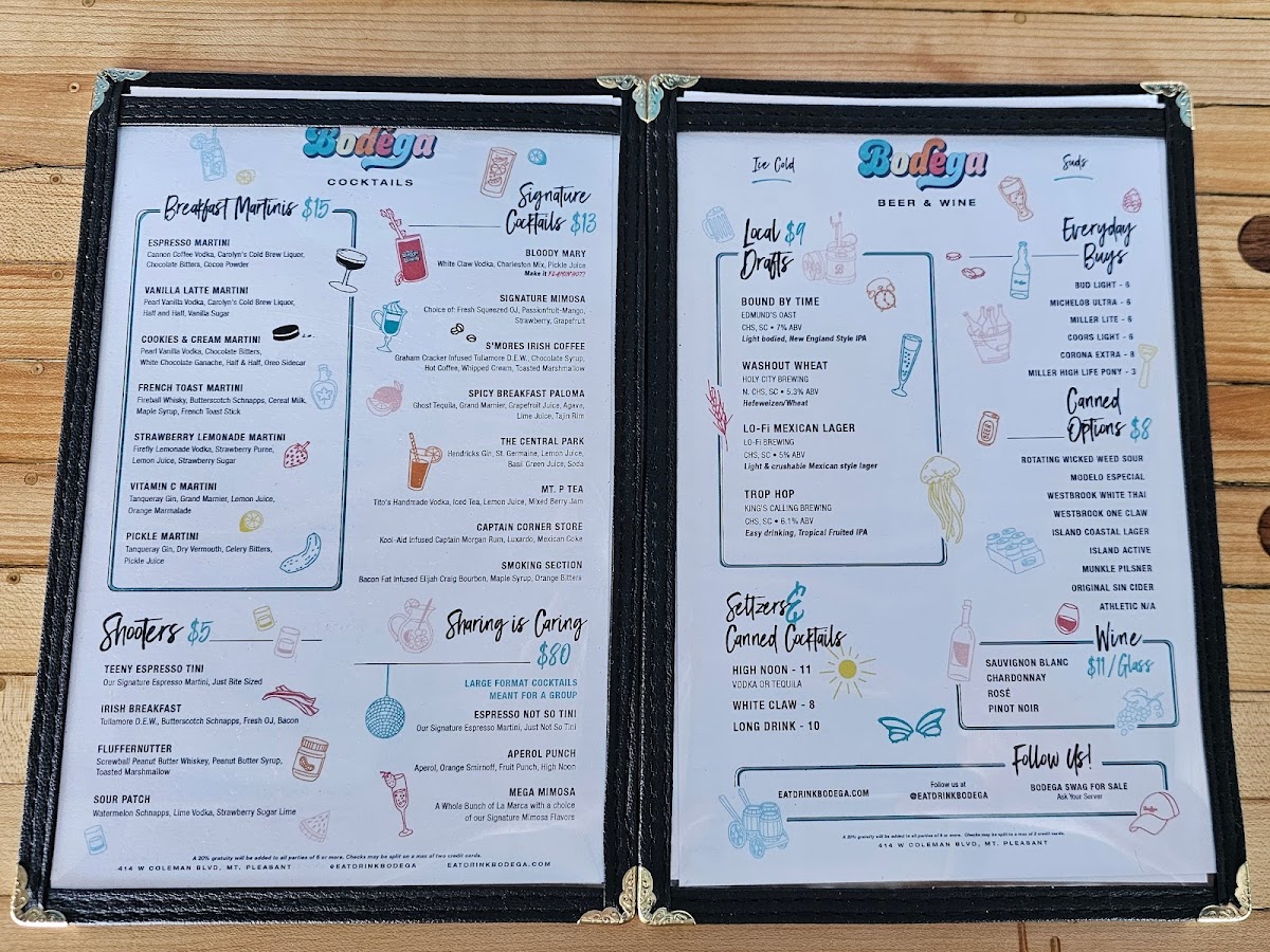 Menu Bodega Mt. Pleasant-1