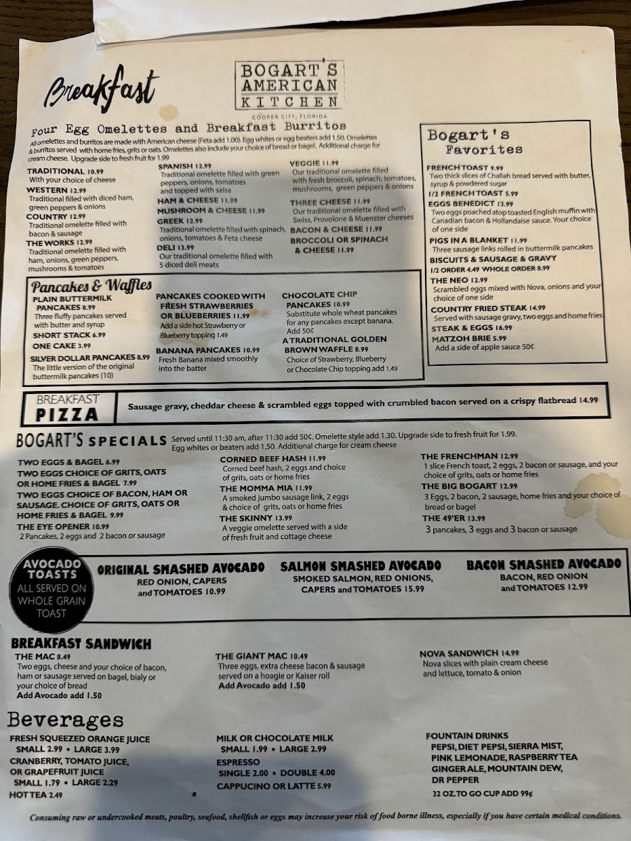 Menu Bogart's American Kitchen-1