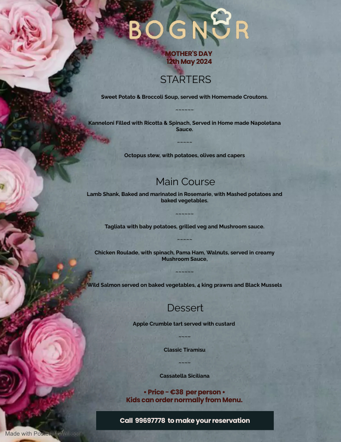 Menu Bognor Bar & Restaurant-1