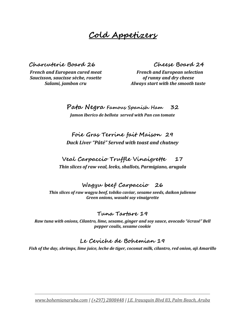 Menu Bohemian Bar & Restaurant-1