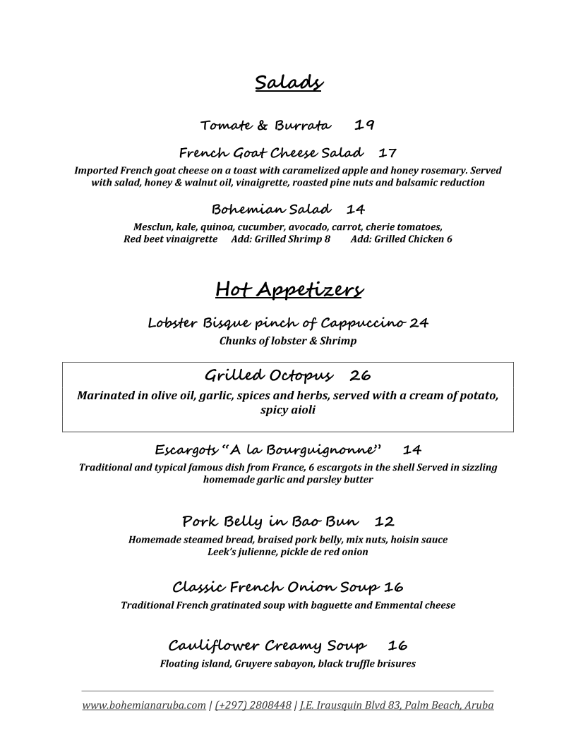 Menu Bohemian Bar & Restaurant-4